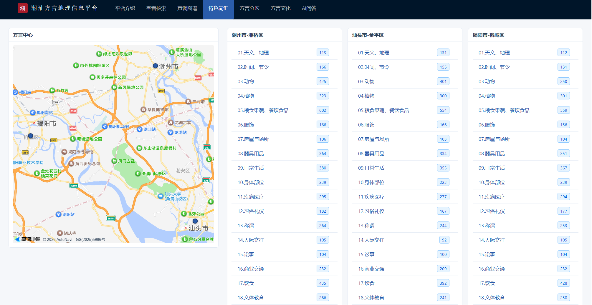 潮汕方言GIS平台